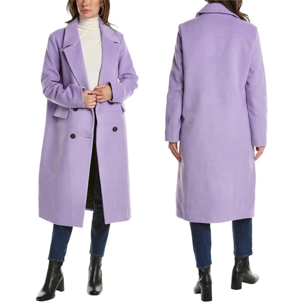 NWT Apparis Aaron Amethyst Purple Tailored Long Double Breasted Jacket Coat Lg